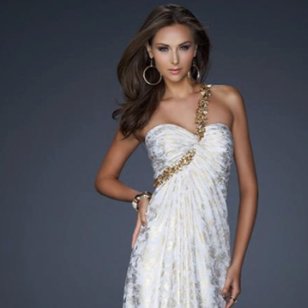 La Femme 17805 White/Gold Dress Size 0